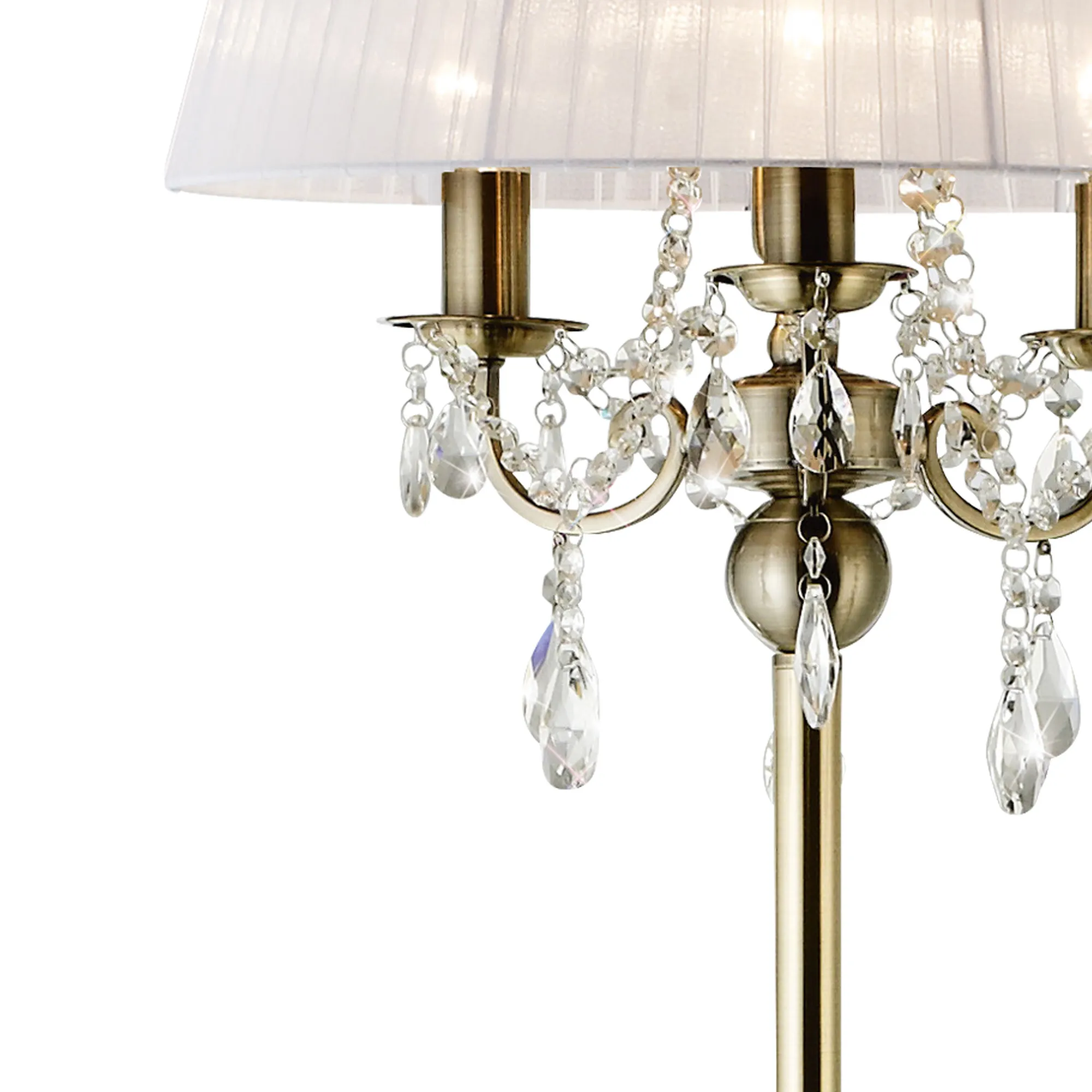 Olivia Crystal 163cm Floor Lamp 3 Light IL30066/WH  Diyas Olivia Antique Brass-White